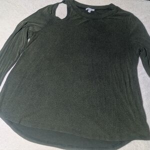 White Birch Green Knit Cutout Shoulder Top XL